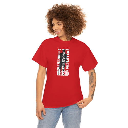 On Friday We Wear R.E.D. - Unisex Heavy Cotton Tee (Red)