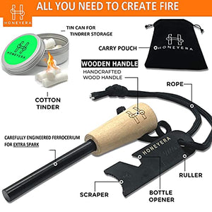 Emergency Fire Starter Kit Ferro Rod 5/16 Thick, with Multi Tool Striker Kit