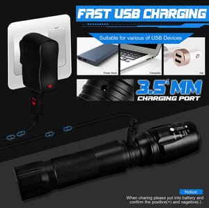 LED Rechargeable Tactical Flashlight - Waterproof