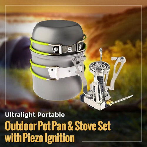 Ultralight Portable Outdoor Pot, Pan, & Stove Set