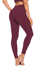 Load image into Gallery viewer, Workout Leggings for Women - Pocket-High Waist - Wine Red