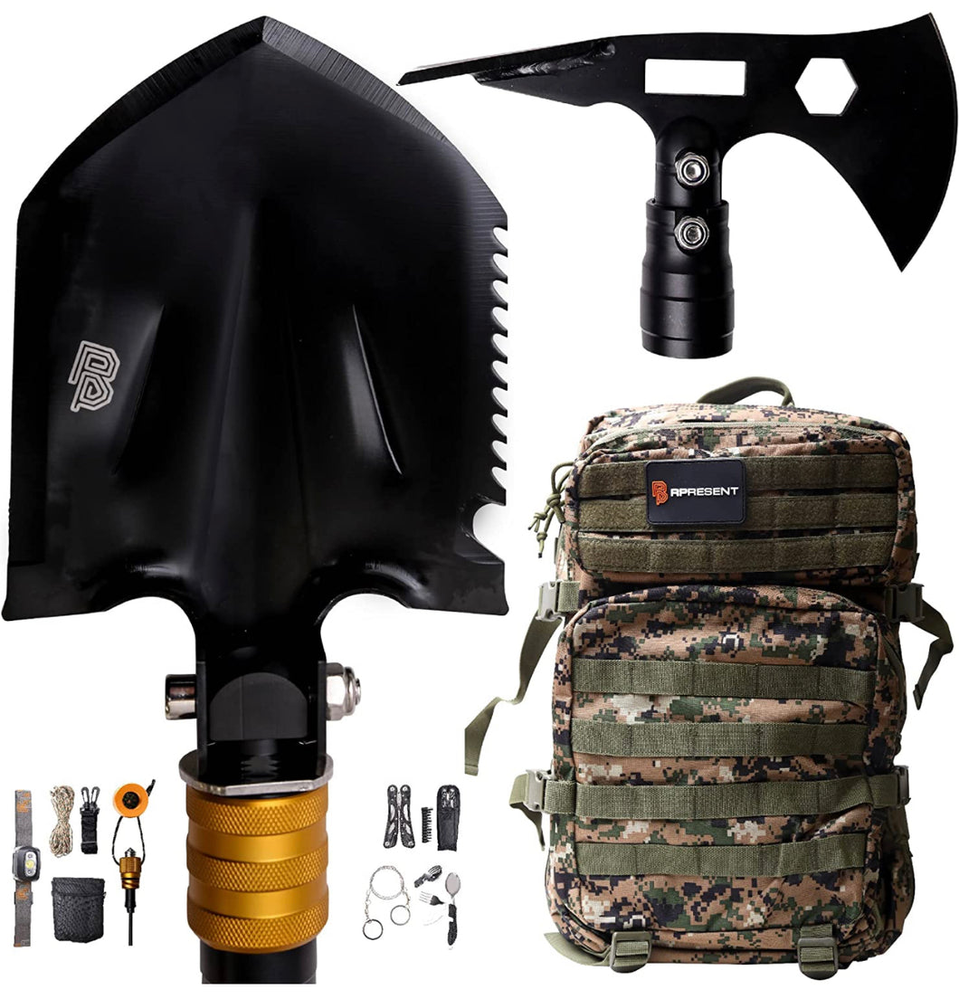 Tactical Multi-Purpose Folding Shovel - 19 Different Tools