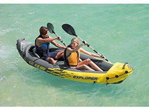 2-Person Inflatable Kayak Set with Aluminum Oars and High Output Air Pump