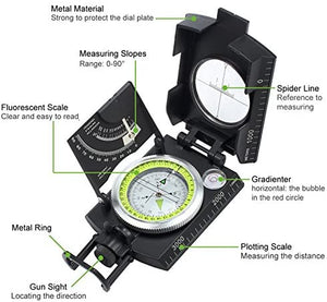 Professional Compass - IP65 Sighting Compass with Clinometer Military Grade