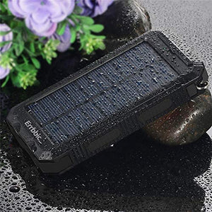 Solar Charger Power Bank Solar 20000mAh - Waterproof Portable Battery Charger with Compass