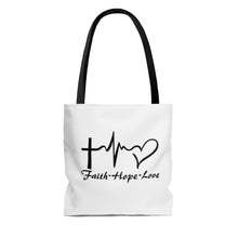 Load image into Gallery viewer, Faith Hope Love AOP Tote Bag