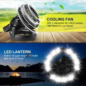 LED Portable Camping Lantern with Ceiling Fan - Emergency Survival Kit